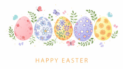 Whimsical watercolor easter eggs with butterflies and floral accents celebrate spring s arrival