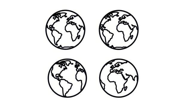 Four Globe Icons Representing Global Connectivity and Earth.