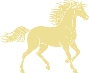 Majestic Golden Horse Silhouette with Flowing Mane Symbolizing Grace Power and Freedom