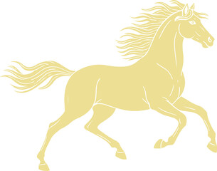 Graceful Golden Horse Galloping with Flowing Mane and Tail