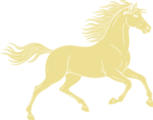 Graceful Golden Horse Galloping with Flowing Mane and Tail