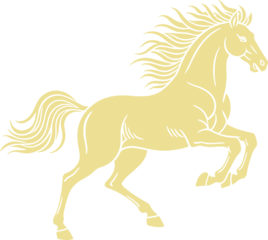 Majestic golden horse prancing with flowing mane and tail a beautiful equestrian symbol