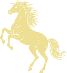 Majestic Golden Horse Rearing Up Symbolizing Power and Graceful Freedom