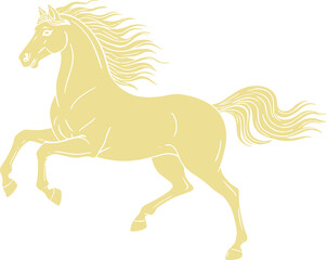 Majestic Golden Horse Rearing Up Against a Dark Background