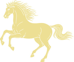 Elegant Golden Horse Rearing Up Against a Dark Background