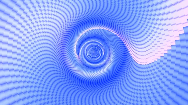 Zentrierte spiralartige, psychodelische Bewegung in Blau, Videohintergrund, Action, Farbenfrohe, grafische Designelemente in Farbe und Textur