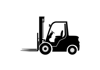 Fototapeta premium A detailed illustration of a classic vintage black forklift truck isolated on transparent background