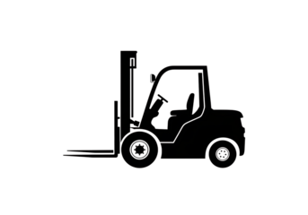A detailed illustration of a classic vintage black forklift truck isolated on transparent background