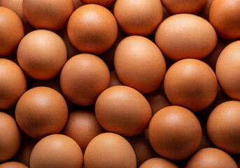 Fresh, natural brown eggs background for healthy breakfast, cooking, baking, or Easter themes showing wholesome goodness and organic freshness