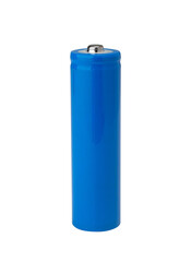 Blue rechargeable battery on a white background