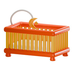 baby crib 3d icon illustration