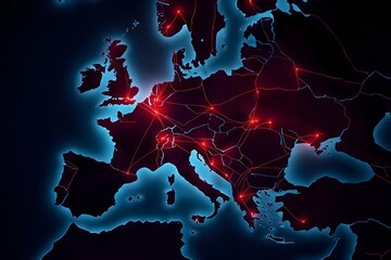 Digital Network Connectivity Across Europe Map