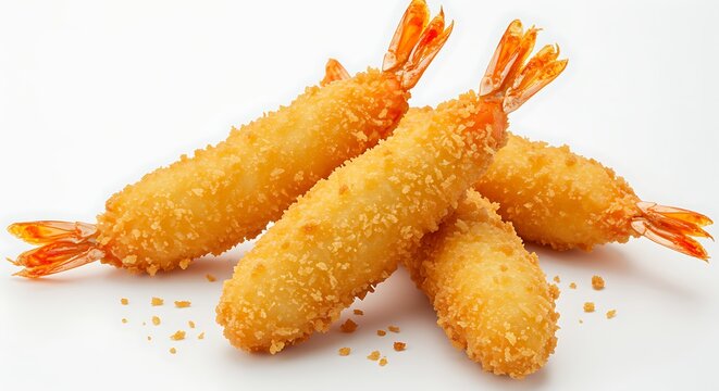 Crispy Fried Shrimp on White Background tempura breaded shrimp