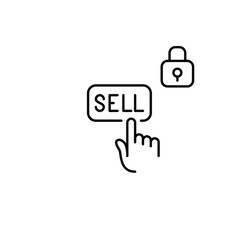 Fototapeta premium Sell button and lock. Secure e-commerce and transactions. Safe online shopping. Pixel perfect, editable stroke vector icon