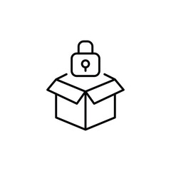 Open package and lock. Protected shipment, secure delivery. Pixel perfect, editable stroke vector icon