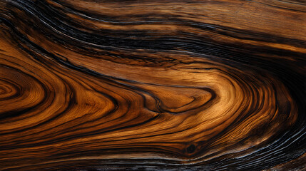 Detailed wood grain texture: A striking close-up of exotic wood, revealing intricate patterns and rich tones. The swirling lines and natural beauty create a sense of organic sophistication.