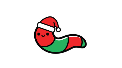 Festive Worm with Santa Hat Cute Holiday Season Vector Illustration for Greeting Cards & Decorations