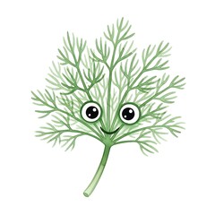 Cute dill herb character isolated on white background