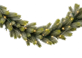Christmas garland with lights isolated on transparent background