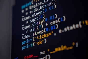 A detailed view of programming code displayed on a screen, featuring functions like print, sin, and cos, showcasing the syntax and structure of the code.