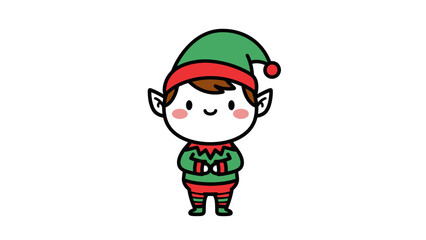 A Charming Cartoon Elf Illustration Perfect for Christmas-Themed Projects and Holiday Greetings