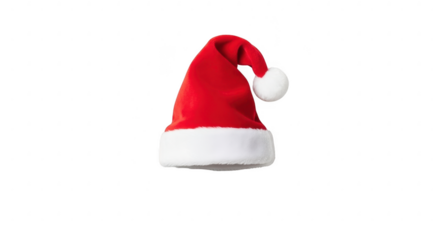 Santa claus hat on a white frame, isolated on transparent background