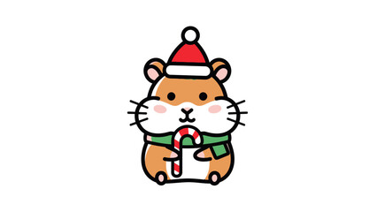 Adorable Hamster Celebrating Christmas with Candy Cane Festive Holiday Cheer
