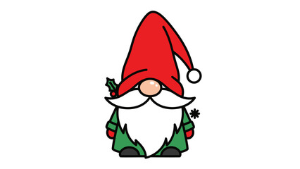 Festive Christmas Gnome Illustration A Whimsical Holiday Design for Cards and Decorations