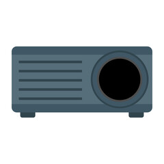 Obraz premium Video projector device. Presentation equipment. Flat cinema system. Vector screen illustration.