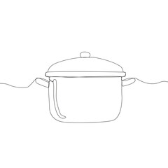Hand drawn pot. Kitchen cookware symbol. Saucepan cooking vessel. Home kitchen utensil.