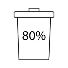 Trash can progress. Eighty percent illustration. Data value symbol. Vector waste graphic.