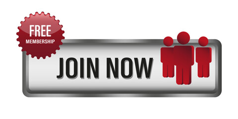 Join now button. Membership invitation. Free access symbol. Community registration.