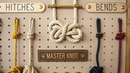 Master knot displayed on nautical pegboard