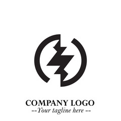 Sleek Electrical Logo Symbol on a Clean White Background for Modern Branding Design Elements Art