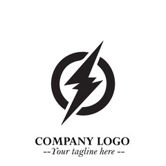 Sleek Electrical Logo Symbol on a Clean White Background for Modern Branding Design Elements Art