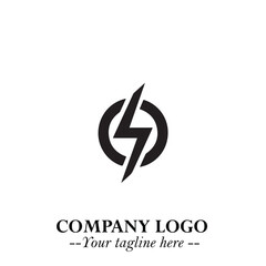 Sleek Electrical Logo Symbol on a Clean White Background for Modern Branding Design Elements Art