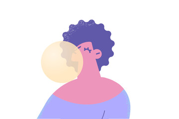 Chewing blowing bubble gum concept