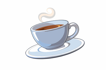 Obraz premium Steaming cup of coffee on a saucer isolated on transparent background