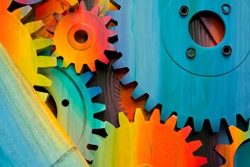 Colorful Gears and Mechanical Art - Abstract Design