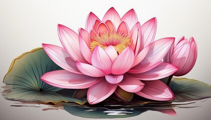 Pink Lotus Flower Blooming Serene Water Lily with Dew