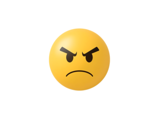 A single yellow egg with a hand drawn angry face isolated on transparent background