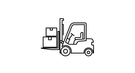 A forklift carrying stacked boxes, depicted in a simple, clean line art style on a white background.