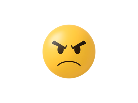 A single yellow egg with a hand drawn angry face isolated on transparent background