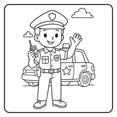 Policeman Cute profession Children coloring page