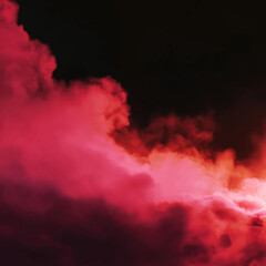 Red abstract composition featuring a vibrant crimson mist against a pure black background. The overall aesthetic is cinematic and atmospheric, emphasizing contrast and mood.