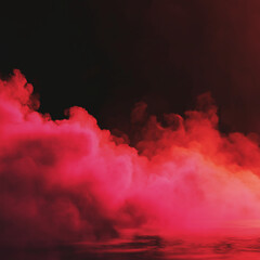 Red abstract composition featuring a vibrant crimson mist against a pure black background. The overall aesthetic is cinematic and atmospheric, emphasizing contrast and mood.