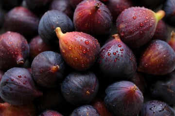 Fresh Figs with Water Droplets - Close Up