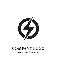 Sleek Electrical Logo Symbol on a Clean White Background for Modern Branding Design Elements Art