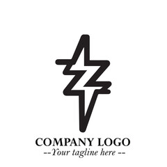 Sleek Electrical Logo Symbol on a Clean White Background for Modern Branding Design Elements Art