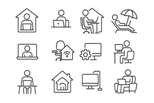 Remote work, flexible schedule, and digital nomad lifestyle outline concepts